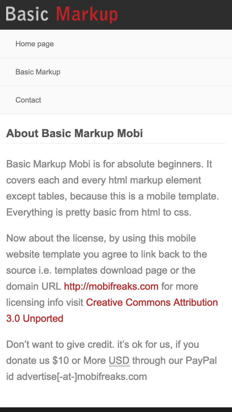 Basic Markup Mobi preview